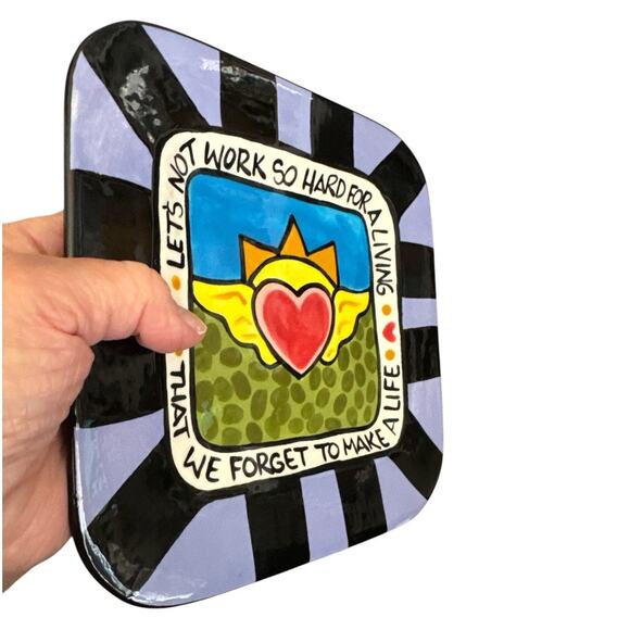 Artful Soul Csara Hand Made Thoughtful Saying Square Dish - Picture 8 of 10